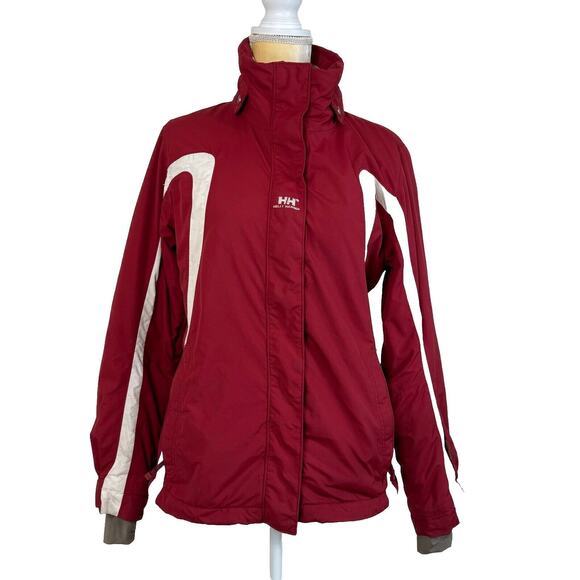 Helly Hansen Tech 5 Insulated Ski Jacket Coat Women's Size M Red White Lined - Picture 1 of 15